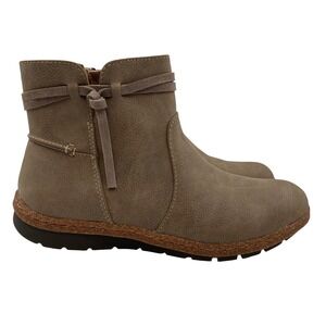 b.o.c. Ankle Boots Taupe Suede Tie Side Zip Lug‎ Sole Womens 8.5M Casual Fall